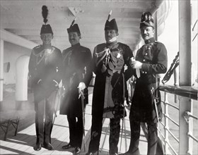 British officers aboard the S.S. Balmoral Castle. Four high-ranking British officers in full