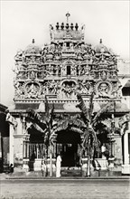 Kathiresan Kovil. The decorative exterior of Kathiresan Kovil on Sea Street, the oldest Hindu