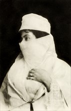 Woman wearing a 'niqab'. Profile shot of a Turkish woman dressed in a Muslim 'niqab', a type of