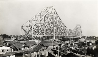 The Howrah Bridge. View of the Howrah Bridge, spanning the Hooghly River between the cities of