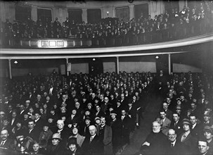 Anti-slavery meeting, Hull. English anti-slavery campaigners pack out a theatre in Hull for a