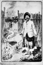 Chief of a cannibal tribe'. Portrait of a Congolese chief identified as 'Mulunba'. Reports by