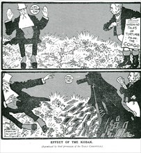 Effect of the Kodak'. A newspaper cartoon entitled 'Effect of the Kodak' depicts King Leopold II of