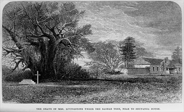 Mary Livingstone's grave. A book illustration depicts the simple tombstone that marks the grave of