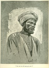 Portrait of a Sudanese slave. Illustration of a Sudanese slave, wearing traditional dress and a