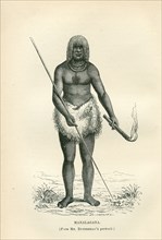 A Tasmanian aborigine. Full-length portrait of a Tasmanian aborigine, identified by an original
