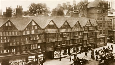 Half-timbered houses, London. A terrace of half-timbered houses, built during the Tudor period,