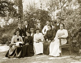 Group portrait in Gibraltar. Group portrait featuring several men and women seated outdoors in a