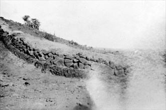 Boer defenses at Hlangwani Hill. Roughly built stone walls form part of a Boer defense line, used