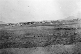 Military camp at Volksrust. Tents line the horizon at a British military camp taken over from the