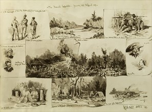 A military expedition in Burma (Myanmar). A series of small watercolour sketches recounts a British
