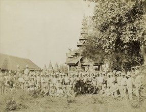 The Royal Artillery in Sagaing. British Army soldiers from a Royal Artillery regiment pose in front