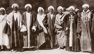 Eight Sheikhs of Kordofan. Portrait of eight Sheikhs from the Kordofan region of Sudan, wearing