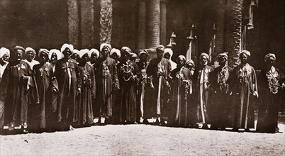 Sheikhs of the Red Sea State, Sudan. A number of Sudanese Sheikhs line up for a group portrait