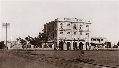 The Gordon Hotel in Khartoum. Exterior view of the facade of the Gordon Hotel in Khartoum. The