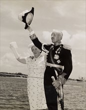 Sir Richard Turnbull waves farewell to Tanganyika. Sir Richard Turnbull (1909-1998), the last