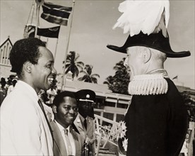 Nyerere and Kawawa say farewell to Sir Richard Turnball. The President of a newly independent