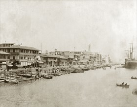 Entrance to the Suez Canal. View of the entrance to the Suez Canal. Port Said, Egypt, 1901. Port