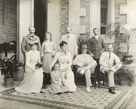 Sir Arthur Lawley with friends and family. Group portrait of Sir Arthur Lawley (back row, second