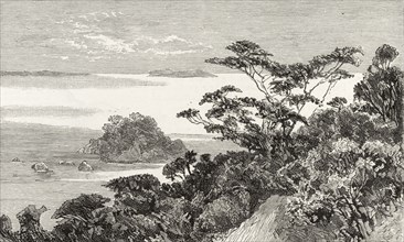 View of Lake Malawi. An illustration of Lake Malawi, sometimes known as Lake Nyasa, taken from a
