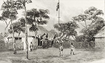 Temporary British Consulate in Nyasaland. An illustration taken from a page of 'The Graphic'