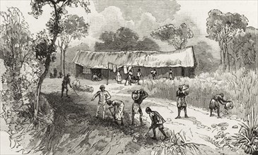 The African Lakes Company halting station. An illustration taken from a page of 'The Graphic'