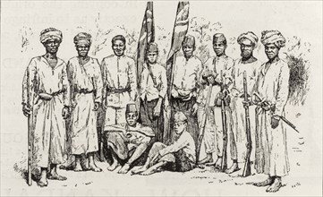 Employees of the British Consulate in Nyasaland. An illustration taken from a page of 'The Graphic'