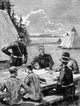 Viscount Wolseley on his Red River expedition. Viscount Wolseley (centre) takes part in