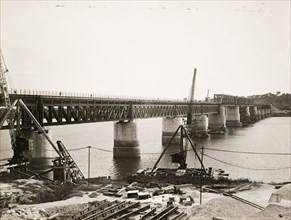 Benue Bridge in the final stages of construction. View of the Benue Bridge in the final stages of