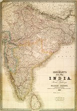 Cruchley's map of India, 1857. A map of India, detailing the roads, railways and military stations