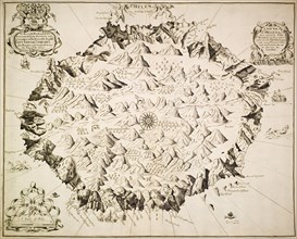 Map of St Helena, circa 1700. A labelled map of St Helena, produced for the Governor and committee