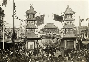 Chinese Arch for the royal visit, Melbourne. The Chinese Arch in Swanston Street, part of