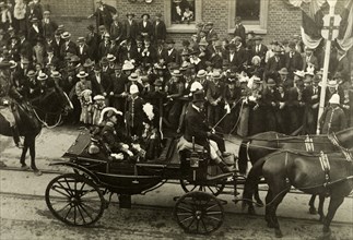 Dignitaries join the royal procession, Perth. Sir Arthur Lawley, Governor of Western Australia, and