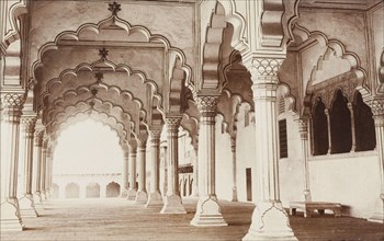 Interior of the Diwan-i-Am at Agra Fort. Interior view of the Diwan-i-Am (Hall of Public Audience)
