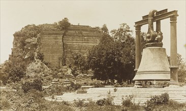 The bronze bell at Mingun Pagoda. The ruins of Mingun Pagoda and its huge bronze bell. The bell was