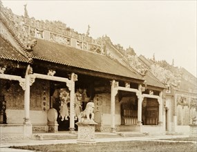Entrance to a Hong Kong Joss house. Exterior view of a Hong Kong Joss house (Chinese temple). The