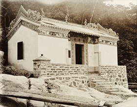 Joss house in Shau Kei Wan. Exterior view of a small Joss house (Chinese temple) in Shau Kei Wan.
