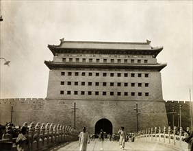 Guardhouse at Chien Men Gate, Peking. The guardhouse at Chien Men Gate, a fortified complex in the