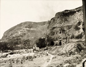 Cave dwellings on the banks of the Yellow River. A number of cave dwellings, built into a cliff