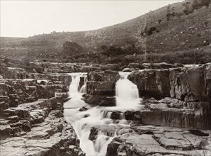 Stream on the basalt beds of the Eastern Transvaal. A stream runs over the basalt beds of the