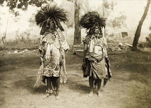 Portrait of two Swazi healers. Portrait of two Swazi healers, dressed in animal skins and jewellery