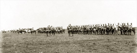 South African Constabulary parade. A mounted parade by the South African Constabulary under the