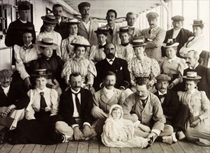 First Class passengers on SS Norman. First Class passengers of the SS Norman pose for a group