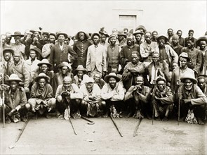 Matabele indunas. A number of Matabele (Ndebele) indunas (chiefs) pose for a group portrait