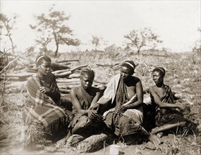 Four of Lobengula's widows. Four widows of Lobengula Kumalo (d.1894), King of the Matabele, attend