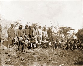 Matabele at an indaba with Cecil Rhodes. A group of Matabele (Ndebele) indunas (chiefs) are