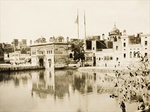 The Harimandir Sahib at Amritsar. View of the Harimandir Sahib, or Golden Temple, the most sacred
