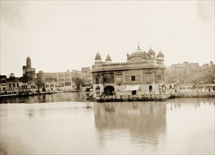 The Harimandir Sahib at Amritsar. View of the Harimandir Sahib, or Golden Temple, the most sacred