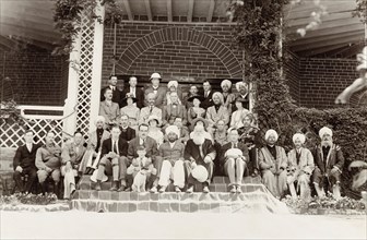 European and Indian officials at Chamba. A group of European and Indian officials pose for a group