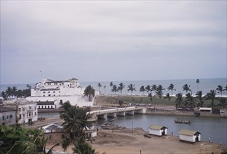Fishing harbour behind Elmina Castle. The fishing harbour behind Elmina Castle, viewed from Fort St